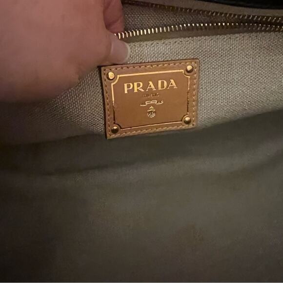 Prada Canapa Righe Stripe Large Tote Bag - Picture 7 of 8